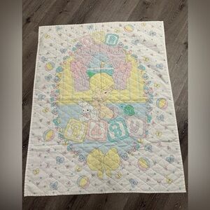 Vintage precious moments quilted crib baby blanket